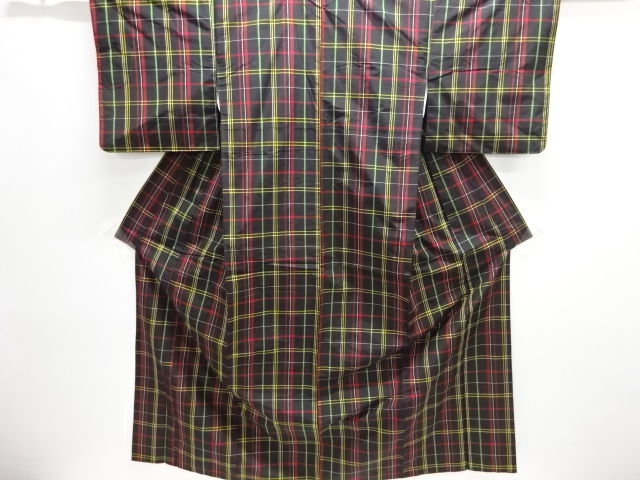 格子織り出し米沢紬着物アンサンブル